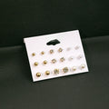 Elegant 9 Pair Set Pearl Rhinestone Crystal Round Ball Stud Earrings for Women Minimalist Alloy Earrings view 2