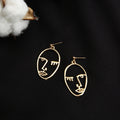 Elegant Style Alloy Oval Hoop Face Outline Hollow Geometric Metal Statement Stud Earrings view 5
