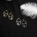 Elegant Style Alloy Oval Hoop Face Outline Hollow Geometric Metal Statement Stud Earrings view 4