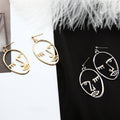 Elegant Style Alloy Oval Hoop Face Outline Hollow Geometric Metal Statement Stud Earrings view 2