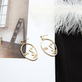 Elegant Style Alloy Oval Hoop Face Outline Hollow Geometric Metal Statement Stud Earrings view 3