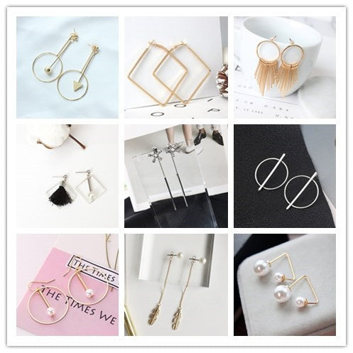 Korean Hot Selling Creative Geometric Tassel Stud Earrings Fashion Long Statement Earrings