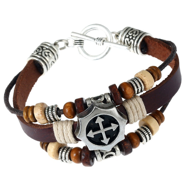 European Fashion Multilayer Beaded Leather Bracelet Simple Vintage Wristband Jewelry