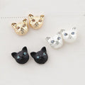 Cute Alloy Enamel Cat Studs With Rhinestone Eyes, Korean Fashion Kitten Bow Jewelry Earrings view 3
