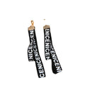 Long Letter Print Ribbon Drop Stud Earrings With Rhinestone Alloy Caps For Women Statement Earrings view 5