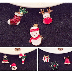 Korean Style Cute Cartoon Christmas Brooch Three Piece Set For Girls Boys Holiday Gift Pin