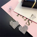 Elegant Rhinestone Heart Drop Stud Earrings Korean Long Bar Alloy Zircon Sweetheart Dangle Earrings view 2