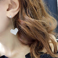 Elegant Rhinestone Heart Drop Stud Earrings Korean Long Bar Alloy Zircon Sweetheart Dangle Earrings view 1