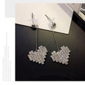 Elegant Rhinestone Heart Drop Stud Earrings Korean Long Bar Alloy Zircon Sweetheart Dangle Earrings view 4