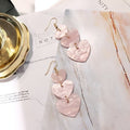 Sweet Pink Acrylic Triple Heart Dangle Drop Earrings For Girls Korean Style Cute Alloy Stud Earrings view 3