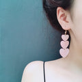 Sweet Pink Acrylic Triple Heart Dangle Drop Earrings For Girls Korean Style Cute Alloy Stud Earrings view 1