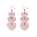 Sweet Pink Acrylic Triple Heart Dangle Drop Earrings For Girls Korean Style Cute Alloy Stud Earrings view 5