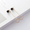 Elegant Korean Faux Pearl Stud Long Gold Alloy Geometric Square Dangle Drop Women's Earrings view 5