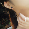 Elegant Korean Faux Pearl Stud Long Gold Alloy Geometric Square Dangle Drop Women's Earrings view 2