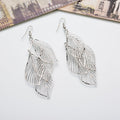 Elegant Gold Alloy Multi Layer Hollow Leaf Drop Dangle For Women Bohemian Statement Fashion Earrings view 2