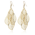 Elegant Gold Alloy Multi Layer Hollow Leaf Drop Dangle For Women Bohemian Statement Fashion Earrings view 5