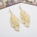 Elegant Gold Alloy Multi Layer Hollow Leaf Drop Dangle For Women Bohemian Statement Fashion Earrings view 4