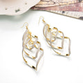 Elegant Gold Alloy Layered Heart Drop Dangle Earrings With Frosted Rhinestone Spiral Design For Women Earrings view 2