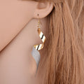 Elegant Twisted Spiral Alloy Drop Dangle With Gold Plated Ribbon And Silver Glitter Matte Finish Earrings view 5