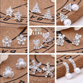 Korean Fresh Rhinestone Stud Earrings With Interwoven Flower Heart Teardrop Pearl Design view 1