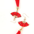 Hanfu Vintage Chinese Style Red Chinese Knot Tassel Earrings Bridal Wedding Ear Hook Drops view 3