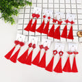 Hanfu Vintage Chinese Style Red Chinese Knot Tassel Earrings Bridal Wedding Ear Hook Drops view 1