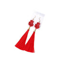Hanfu Vintage Chinese Style Red Chinese Knot Tassel Earrings Bridal Wedding Ear Hook Drops view 5
