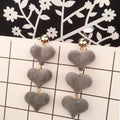 Trendy Red Triple Heart Drop Alloy Studs For Women Elegant Long Dangle Statement Earrings view 3
