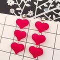 Trendy Red Triple Heart Drop Alloy Studs For Women Elegant Long Dangle Statement Earrings view 4