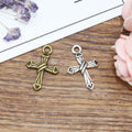 Striped Cross Metal Charm in 3 Finishes for Jewelry Crafts view 2