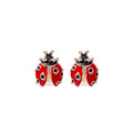 Vintage Cute Ladybug Beetle Stud With Red Black Enamel Alloy Rhinestone Accents For Women Earrings view 5