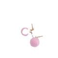 Korean Cute Candy Color Fluffy Pom Pom Round Ball Alloy Stud Short Drop Winter Fashion Earrings view 5