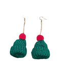 Winter Knitted Christmas Hat Pendant Alloy Chain Plush Pom Pom Fashion Long Drop Earrings view 5