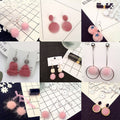 Korean Plush Pom Pom Stud Earrings, Simple Soft And Firm Fur Ball Earrings In Multiple Colors view 1