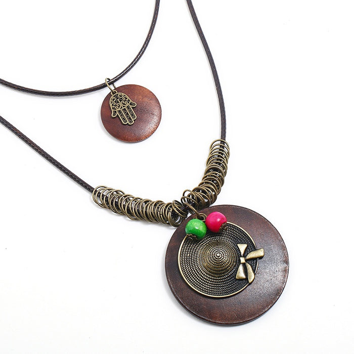 Vintage Antique Bronze Alloy Hat Pendant Long Necklace, Simple Women's Accessory For