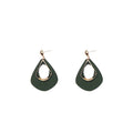 Vintage Hong Kong Style Wooden Teardrop Hollow Alloy Geometric Long Dangle Stud Earrings view 5