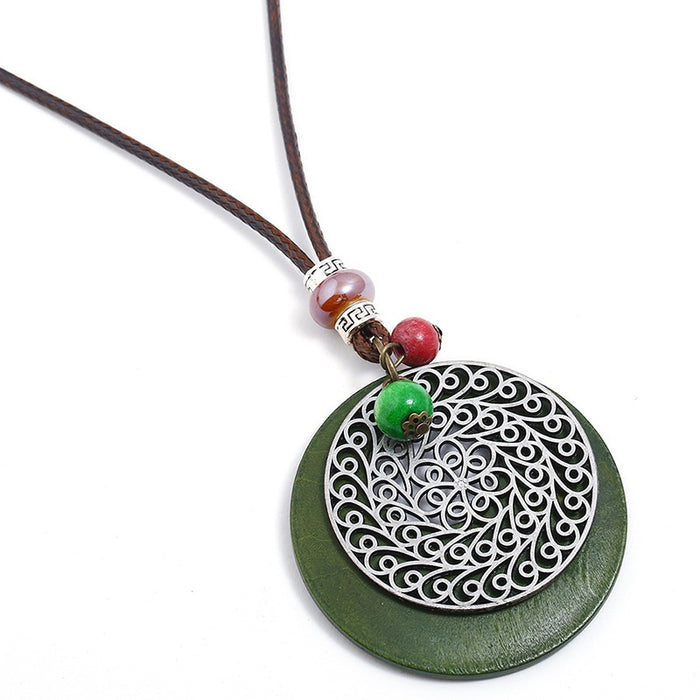 Punk Korean Style Wax Cord Alloy Necklace Antique Women's Fashion Long Sweater Chain
