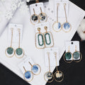 Elegant Korean Style Long Drop Alloy Earrings With Acetate Marble Disc Hoop Pendant Pearl Stud Earrings view 1