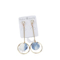 Elegant Korean Style Long Drop Alloy Earrings With Acetate Marble Disc Hoop Pendant Pearl Stud Earrings view 5