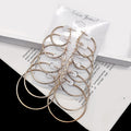 Elegant Minimalist Alloy Multi Size Round Hoop 6 Pair Set For Women Fashion Jewelry Earrings view 3
