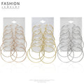 Elegant Minimalist Alloy Multi Size Round Hoop 6 Pair Set For Women Fashion Jewelry Earrings view 1
