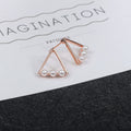 Elegant Korean Geometric Triangle Alloy Studs With Faux Pearl Beads Minimalist Women's Earrings view 4