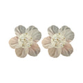 Elegant Korean White Acrylic Flower Studs With Crystal Rhinestone Petals Luxury Statement Earrings view 5
