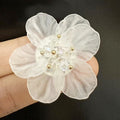 Elegant Korean White Acrylic Flower Studs With Crystal Rhinestone Petals Luxury Statement Earrings view 2