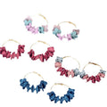 Elegant Alloy Hoop Flower Petal Dangle Earrings For Women, Colorful Floral Summer Statement Earrings view 4
