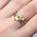 Women's Double Heart Cubic Zirconia Ring, White Gold Plated Copper Jewelry view 6