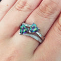 Women's Double Heart Cubic Zirconia Ring, White Gold Plated Copper Jewelry view 11