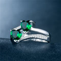 Women's Double Heart Cubic Zirconia Ring, White Gold Plated Copper Jewelry view 2