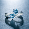 Women's Double Heart Cubic Zirconia Ring, White Gold Plated Copper Jewelry view 3