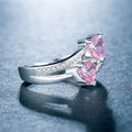Women's Double Heart Cubic Zirconia Ring, White Gold Plated Copper Jewelry view 4